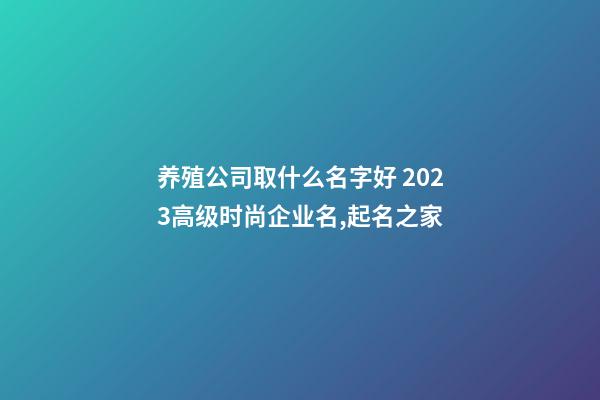 养殖公司取什么名字好 2023高级时尚企业名,起名之家-第1张-公司起名-玄机派